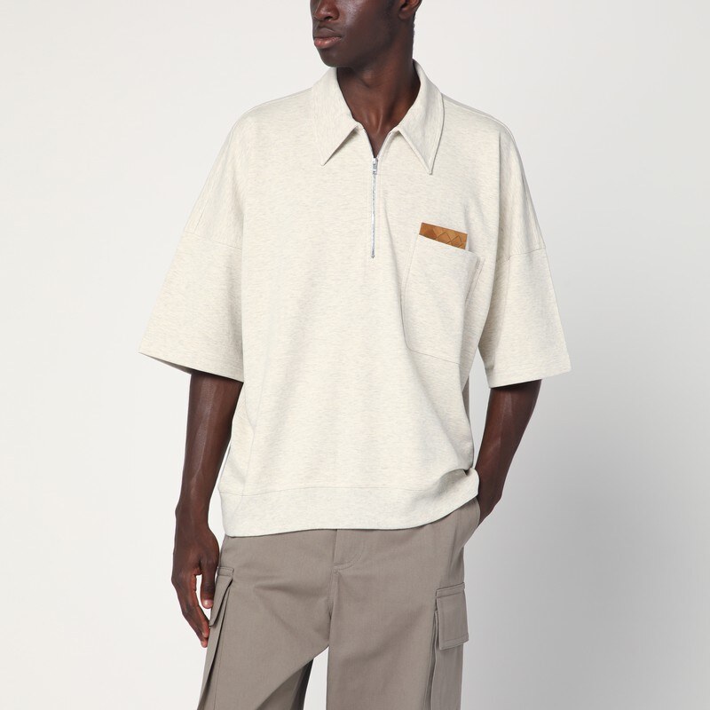Bottega Veneta Polo in cotone Sea salt mélange