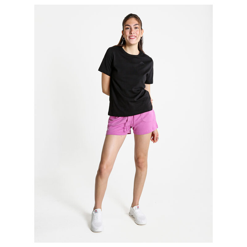 Kappa T-shirt Donna In Cotone Con Logo Manica Corta Nero Taglia L