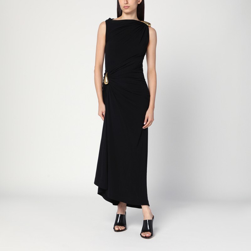 Bottega Veneta Abito lungo nero con dettaglio Drop