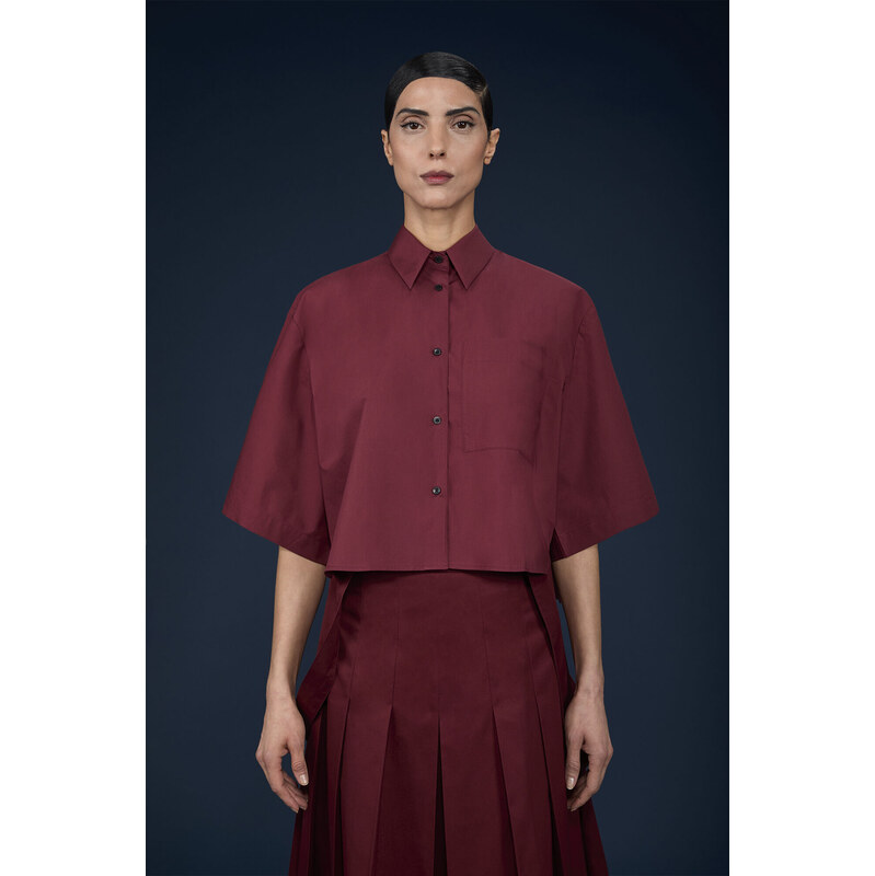 Doppelganger Camicia donna boxy con manica corta e fondo arrotondato