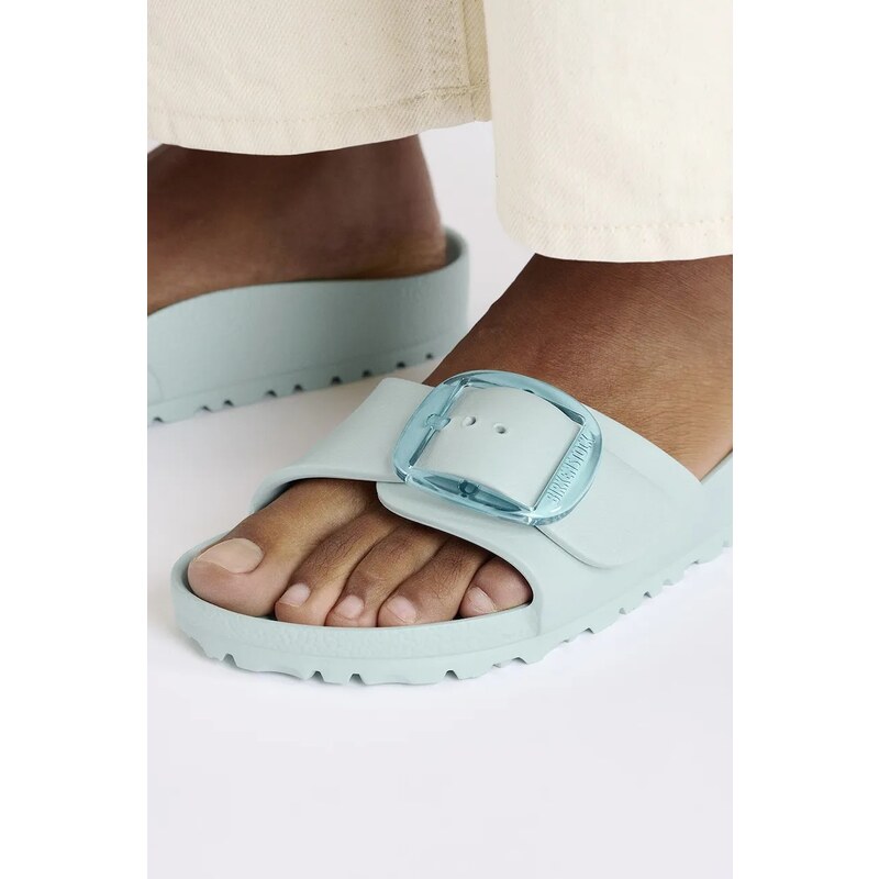 Birkenstock ciabatte slide Madrid Big Buckle EVA donna colore turchese 1029614