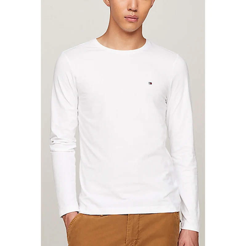 Tommy Hilfiger T-shirt slim fit a maniche lunghe bianco