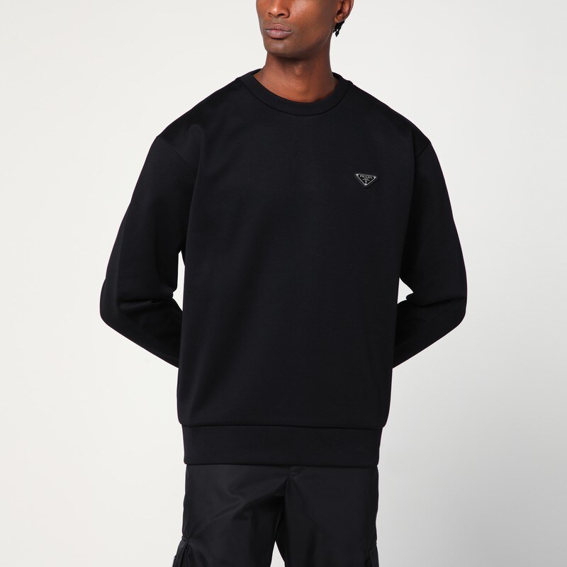 Prada Felpa nera con triangolo logo