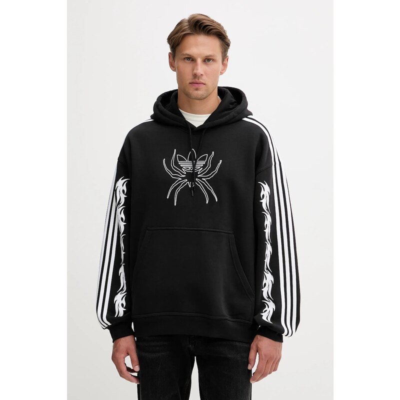 adidas Originals felpa Spiders Loose Hoodie uomo colore nero con cappuccio  con applicazione JW0223
