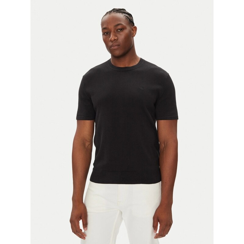 Calvin Klein tshirt nera uomo in cotone micro logo sul petto