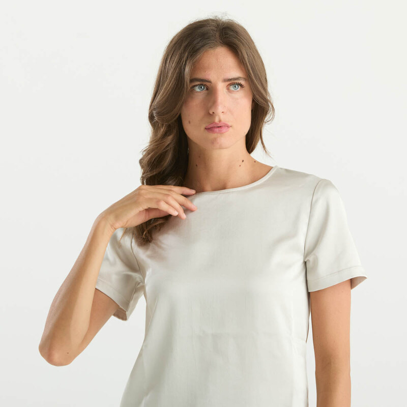 Maxmara blusa in maglia girocollo beige