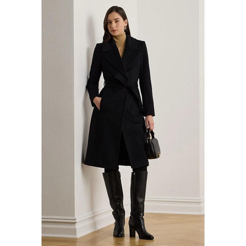 Lauren Ralph Lauren cappotto in lana colore nero 297962169