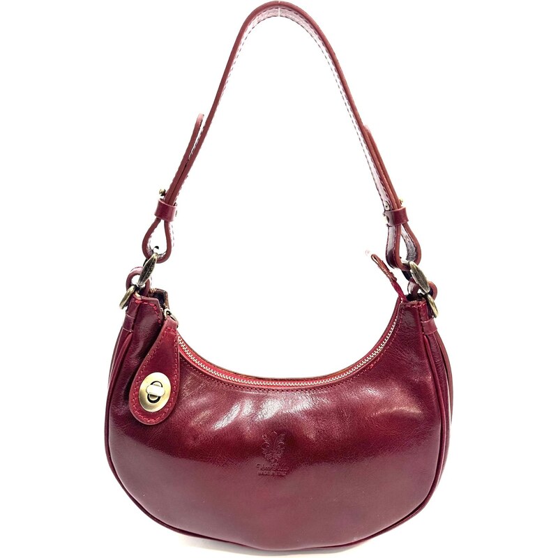 Borsa piccola in vera pelle, modello LUANA, colore ROSSO, CHIAROSCURO, Made in Italy