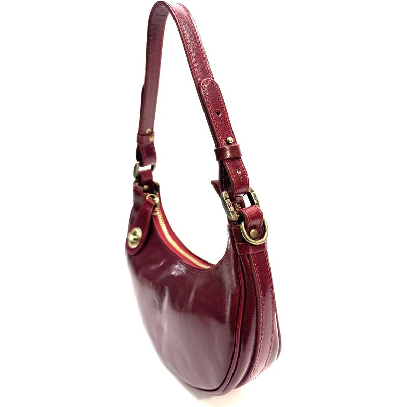 Borsa piccola in vera pelle, modello LUANA, colore ROSSO, CHIAROSCURO, Made in Italy