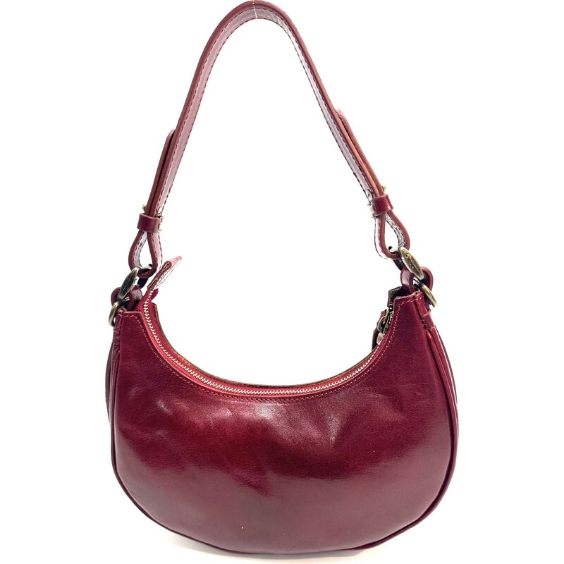 Borsa piccola in vera pelle, modello LUANA, colore ROSSO, CHIAROSCURO, Made in Italy