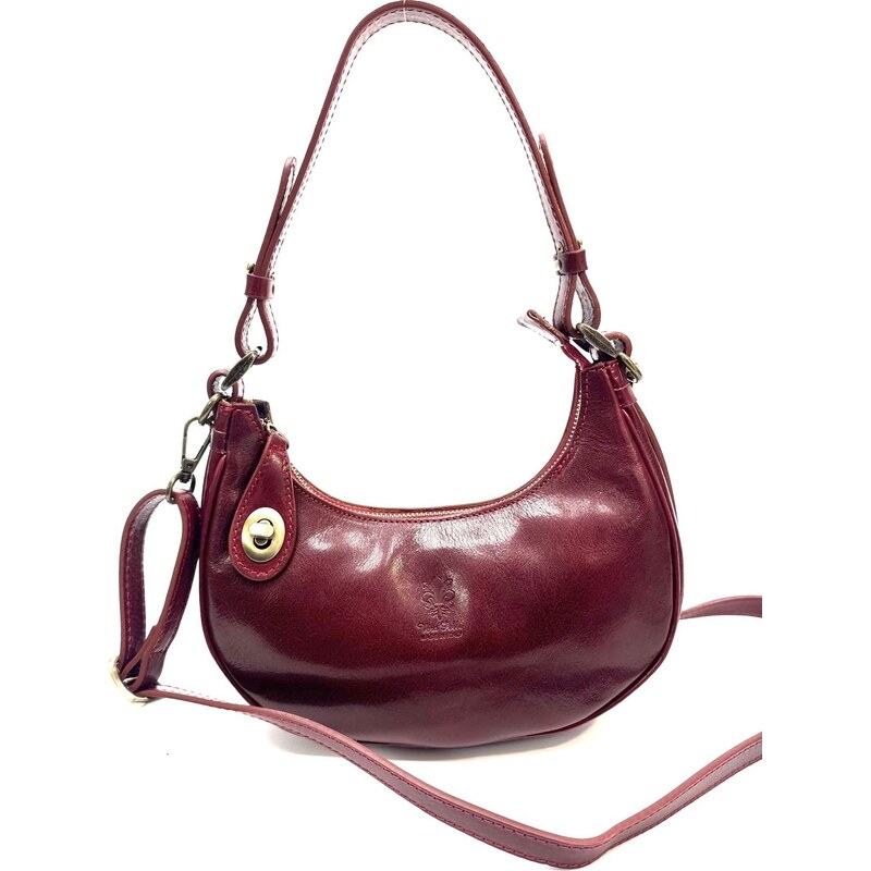 Borsa piccola in vera pelle, modello LUANA, colore ROSSO, CHIAROSCURO, Made in Italy