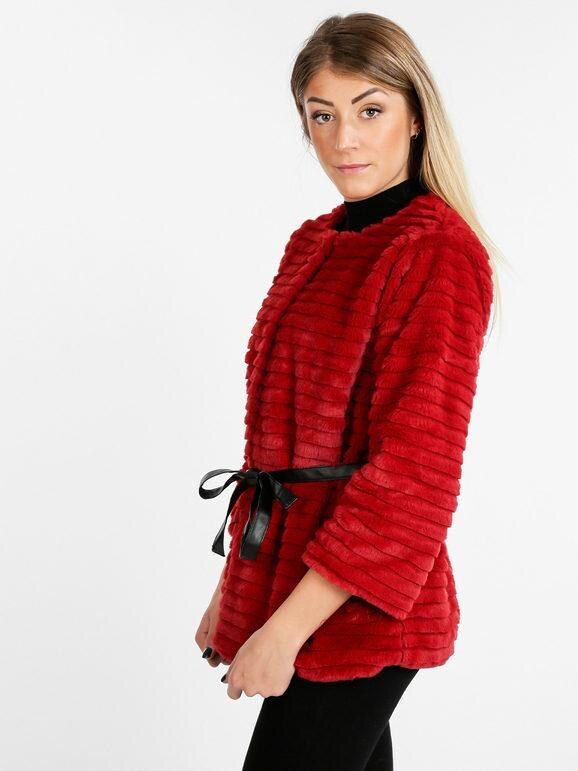 Smagli Giacca In Ecopelliccia Con Cintura Giacconi e Giubbotti Donna Rosso Taglia L