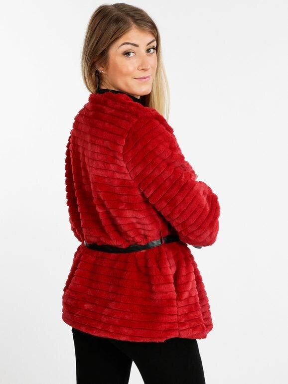 Smagli Giacca In Ecopelliccia Con Cintura Giacconi e Giubbotti Donna Rosso Taglia L