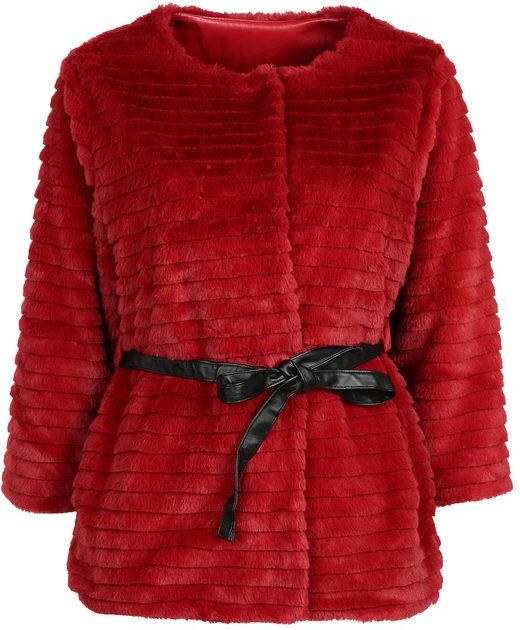 Smagli Giacca In Ecopelliccia Con Cintura Giacconi e Giubbotti Donna Rosso Taglia L