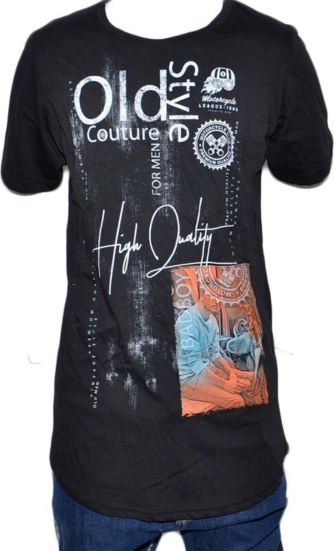 Malu Shoes T-Shirt Uomo Girocollo nera Stampa Con Scritta vintage Casual Slim Fit moda uomo