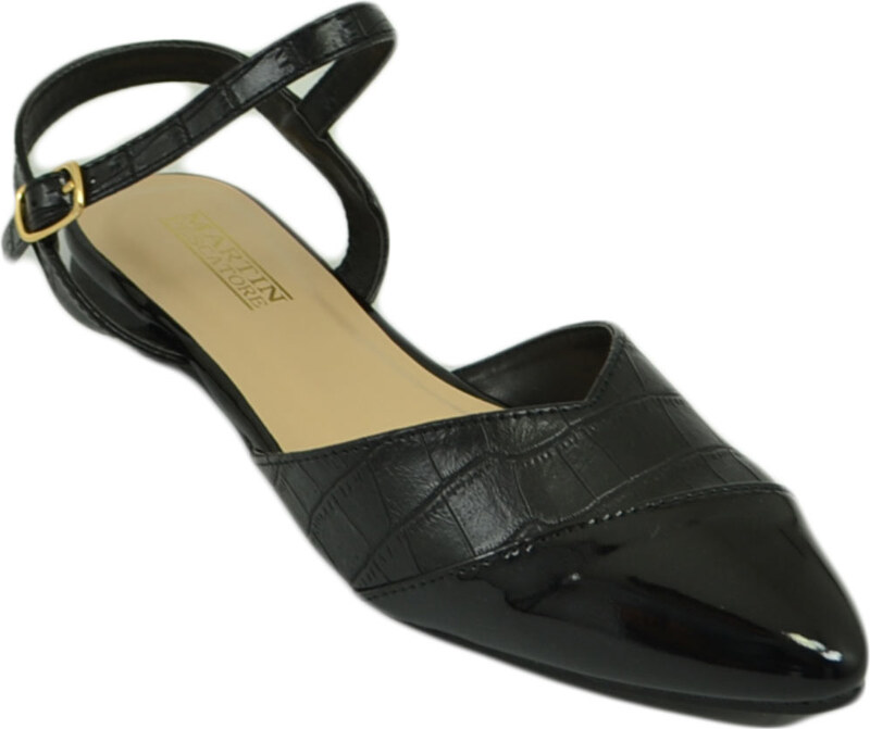 Malu Shoes Scarpe ballerine donna nere a punta lucida slingback con cinturino raso terra moda comfort fondo antiscivolo