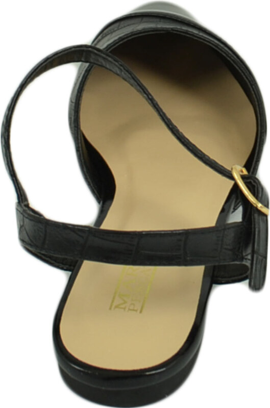 Malu Shoes Scarpe ballerine donna nere a punta lucida slingback con cinturino raso terra moda comfort fondo antiscivolo