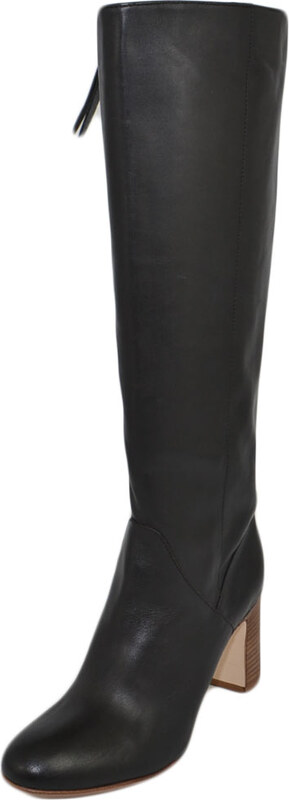 Malu Shoes Stivale donna nero in vera pelle di nappa con suola e tacco comodo in cuoio zip lunga liscio rigido moda handmade glam