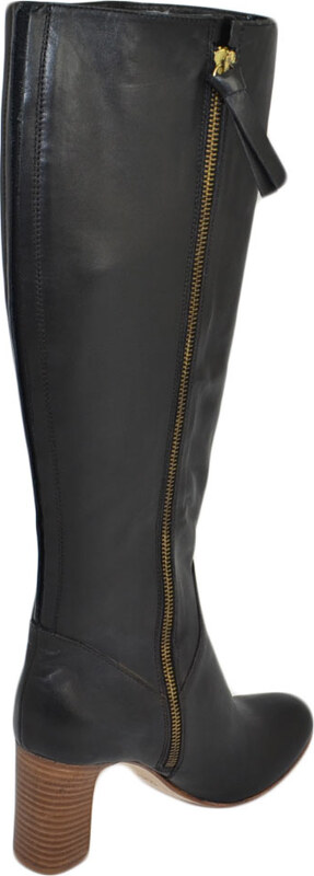 Malu Shoes Stivale donna nero in vera pelle di nappa con suola e tacco comodo in cuoio zip lunga liscio rigido moda handmade glam