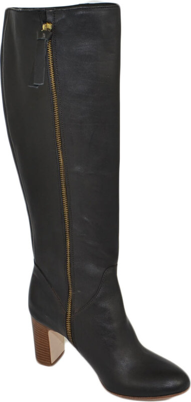 Malu Shoes Stivale donna nero in vera pelle di nappa con suola e tacco comodo in cuoio zip lunga liscio rigido moda handmade glam