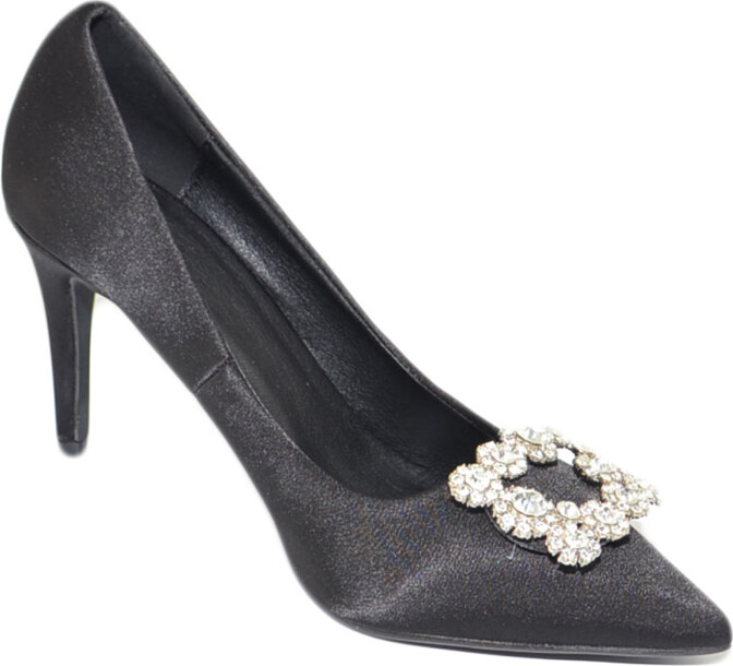 Decolleté Malu Shoes In Tessuto Oro Rosa Con Strass, Tacco 12 Cm E Cinturino Gioiello, Elegante E Raffinato