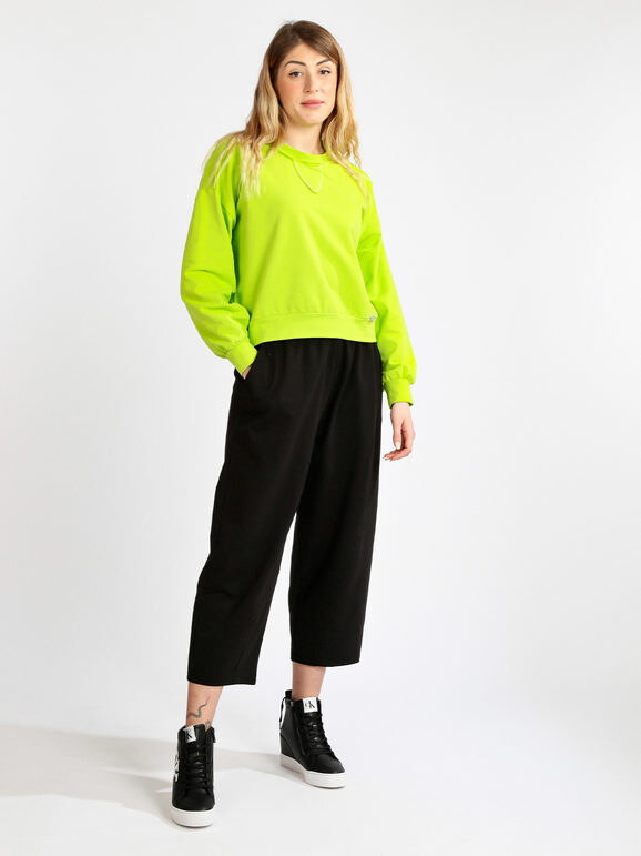 Baci & Abbracci Felpa Cropped In Cotone Sportive Donna Verde Taglia M