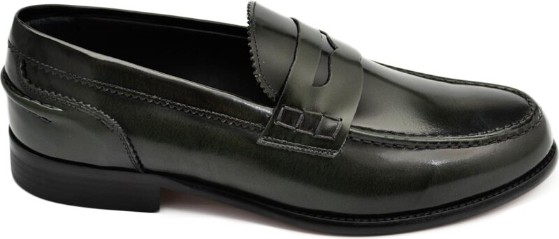 Malu Shoes Scarpe uomo mocassino verde abrasivato cucitura fondo cuoio sottile made in italy vera pelle certificata business man
