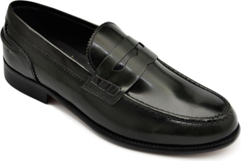 Malu Shoes Scarpe uomo mocassino verde abrasivato cucitura fondo cuoio sottile made in italy vera pelle certificata business man
