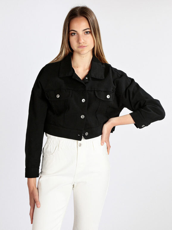 My.Station Giacca Donna In Jeans Oversize Nero Taglia Unica