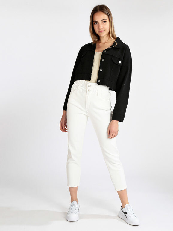 My.Station Giacca Donna In Jeans Oversize Nero Taglia Unica