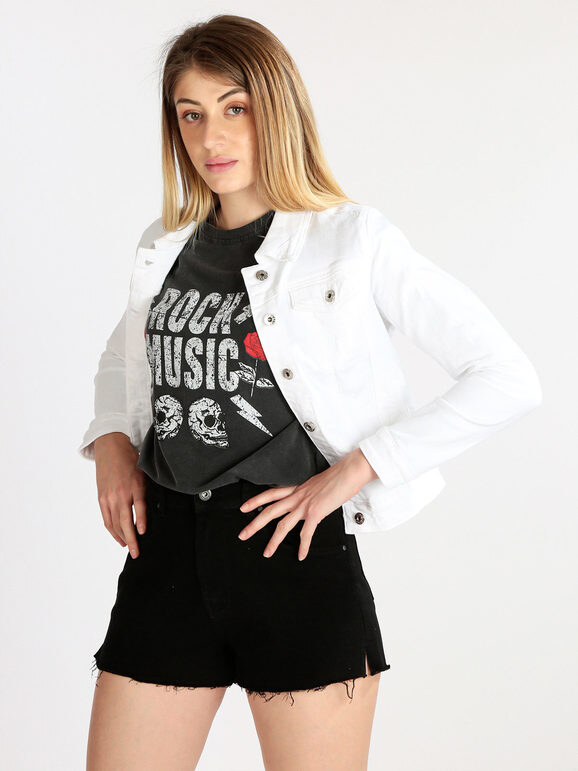 Solada Giacca Donna Bianca In Jeans Bianco Taglia L