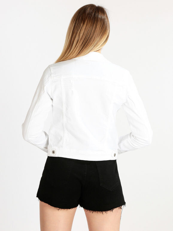 Solada Giacca Donna Bianca In Jeans Bianco Taglia L