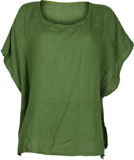 Daystar Blusa Donna In Lino Con Maniche a Pipistrello Bluse Verde Taglia Unica