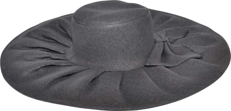 Malu Shoes Cappello parasole di paglia nero elettrico donna elegante tesa larga fiocco pieghe flessibile e pieghevole per l?estate