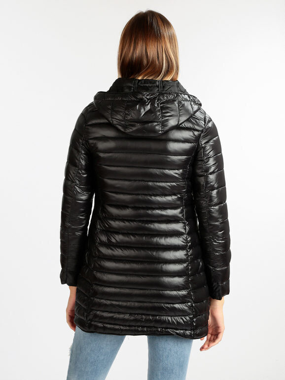 W Collection Piumino Leggero Da Donna Con Cappuccio Giacconi e Giubbotti Nero Taglia S