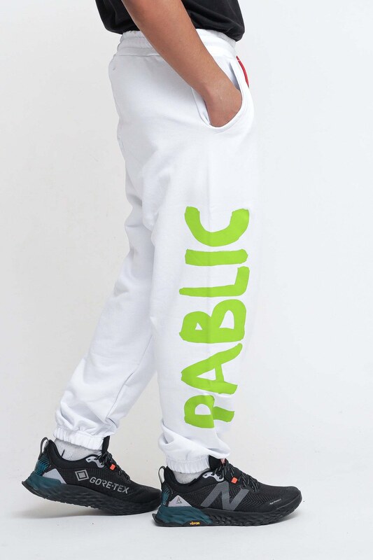 Pablic Pantalone Stampa Orso - Bianco White Uomo PE22 promo