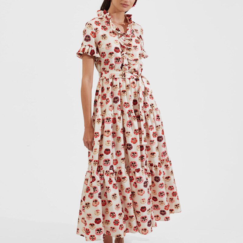 La DoubleJ Treasure Trove gend - Long And Sassy Dress Micro Pansy S 100% Silk