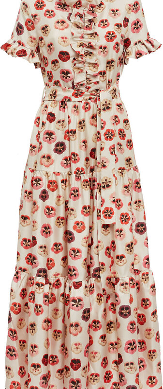 La DoubleJ Treasure Trove gend - Long And Sassy Dress Micro Pansy S 100% Silk