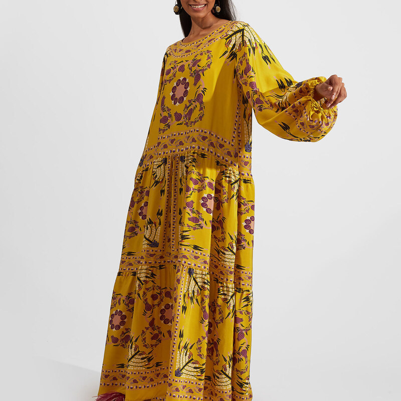 La DoubleJ Treasure Trove gend - Vesta Dress (Placée) Melograno Giallo Placée S 100% Silk