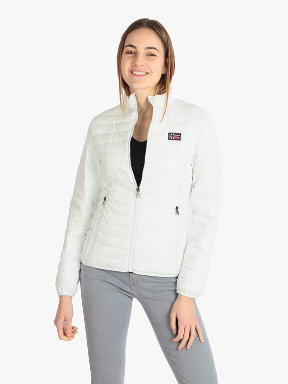 Norway Piumino Leggero Da Donna Con Cerniera Giacche Leggere Bianco Taglia L