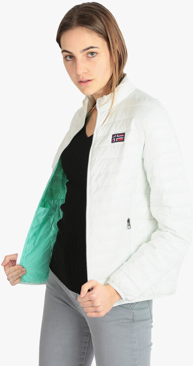 Norway Piumino Leggero Da Donna Con Cerniera Giacche Leggere Bianco Taglia L