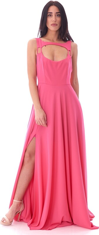 ABITO LUNGO FELEPPA CON SCOLLATURA OVALE, Colore Rosa