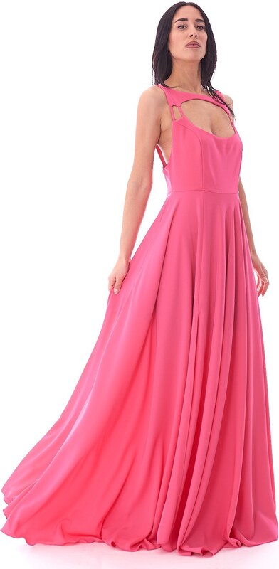 ABITO LUNGO FELEPPA CON SCOLLATURA OVALE, Colore Rosa