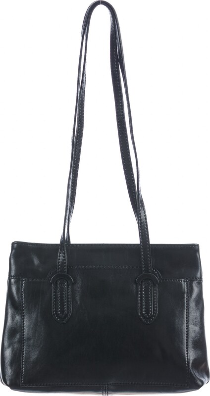 Borsa a spalla da donna in vera pelle MINA SMALL, colore NERO, CHIAROSCURO, Made in Italy