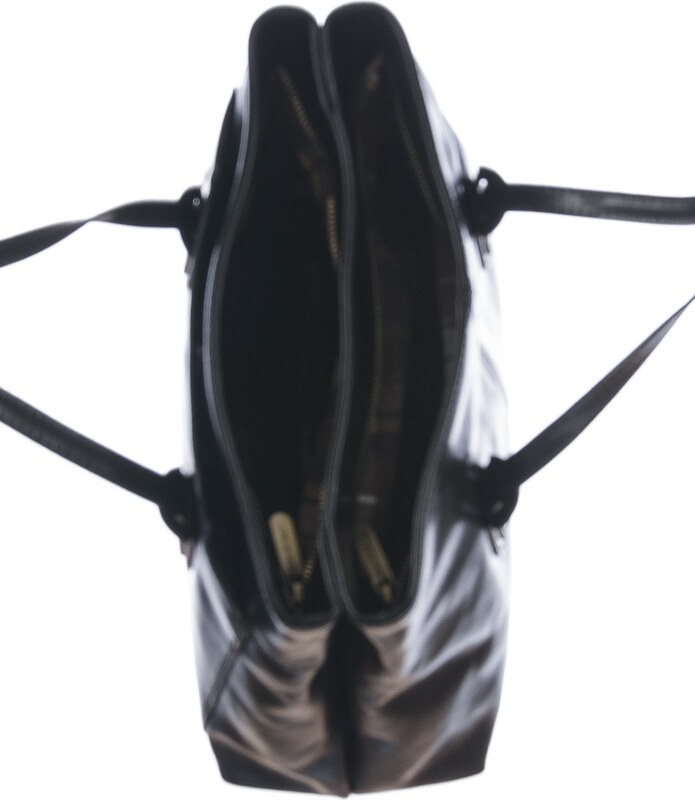 Borsa a spalla da donna in vera pelle MINA SMALL, colore NERO, CHIAROSCURO, Made in Italy