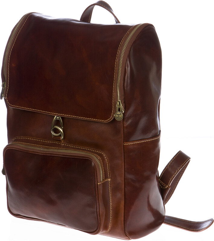 Borsa zaino in vera pelle CHIAROSCURO mod. MONTE EVEREST colore MARRONE Made in Italy.
