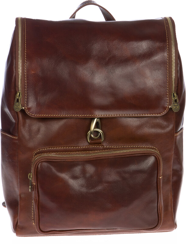 Borsa zaino in vera pelle CHIAROSCURO mod. MONTE EVEREST colore MARRONE Made in Italy.