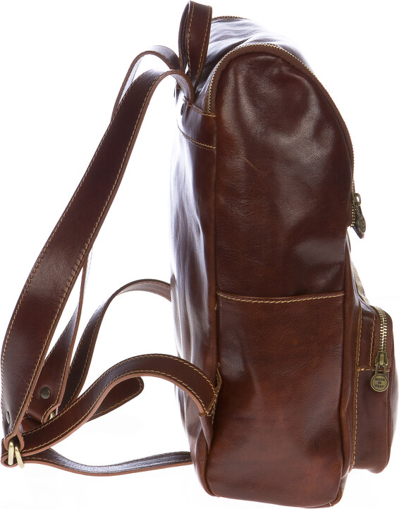Borsa zaino in vera pelle CHIAROSCURO mod. MONTE EVEREST colore MARRONE Made in Italy.