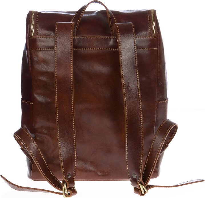 Borsa zaino in vera pelle CHIAROSCURO mod. MONTE EVEREST colore MARRONE Made in Italy.
