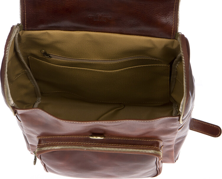 Borsa zaino in vera pelle CHIAROSCURO mod. MONTE EVEREST colore MARRONE Made in Italy.